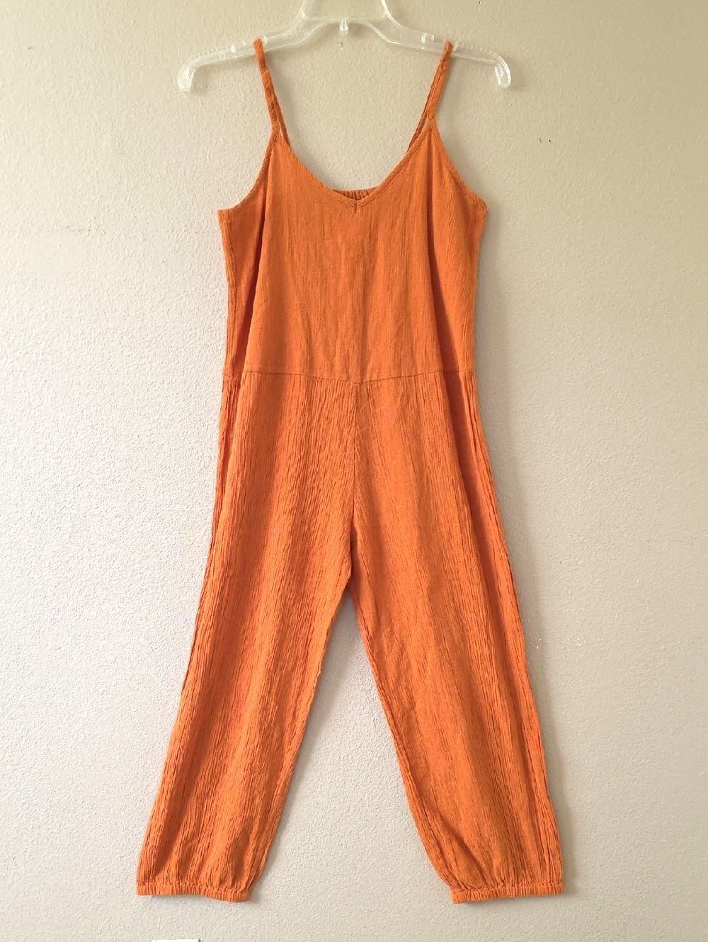 Suzie Kondi Kids Orange Cotton Wide Leg Jumpsuit Summer Vacation - Size 12